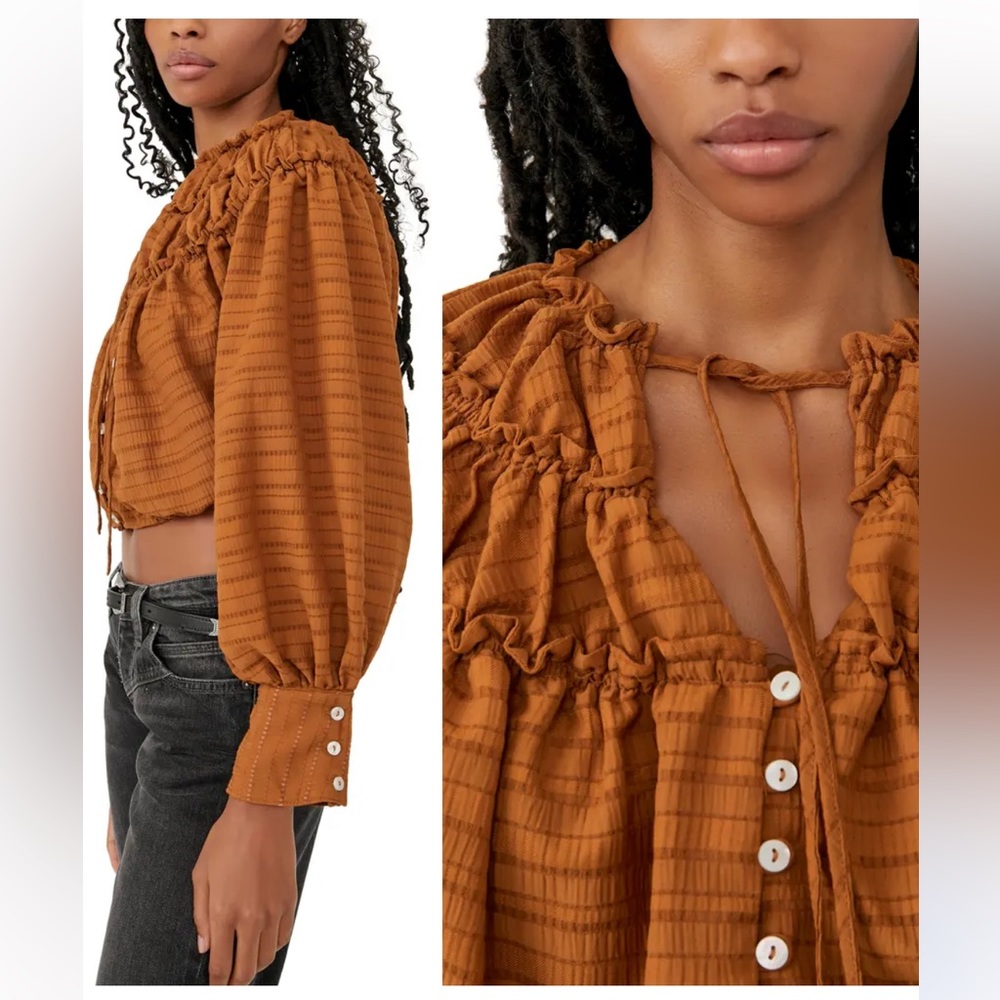 NWT Free People Top size XS beautiful ginger / pumpkin spice color - Picture 3 of 6